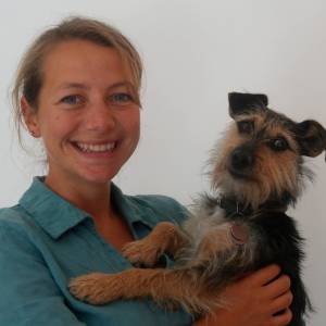 Joanna Woodnutt freelance vet writer and Pixie her dog